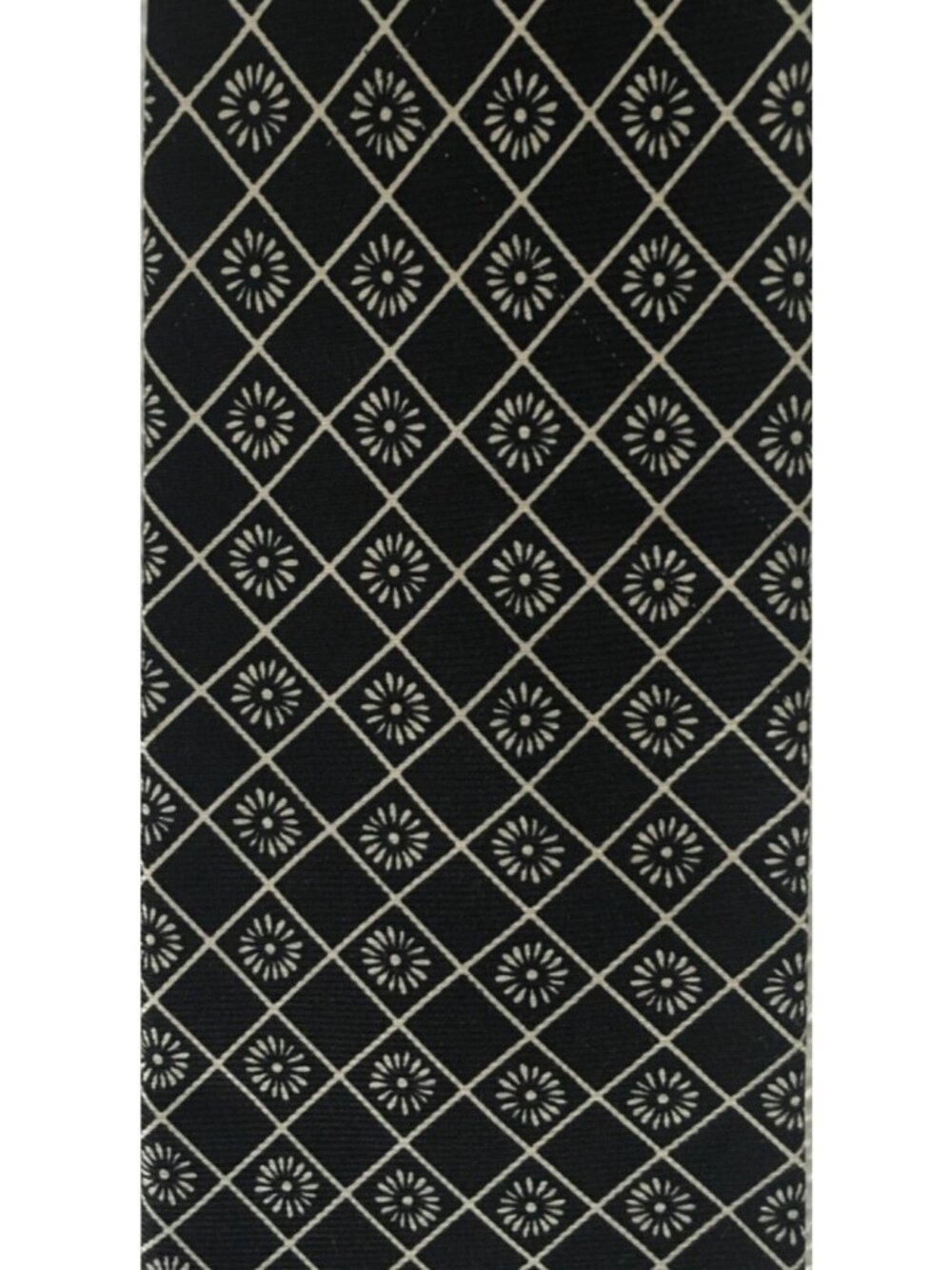 Paul Frederick Neck Tie Black w Silver Diamonds Daisies Silk 4 in Wide 55 in Lon